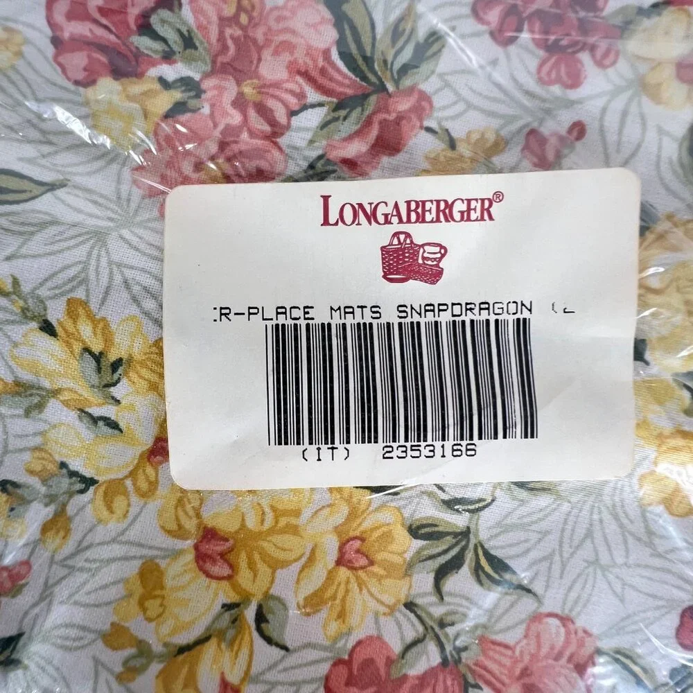 New Longaberger Basket Snapdragon Placemat May Series Reversible Stripe Set Of 2